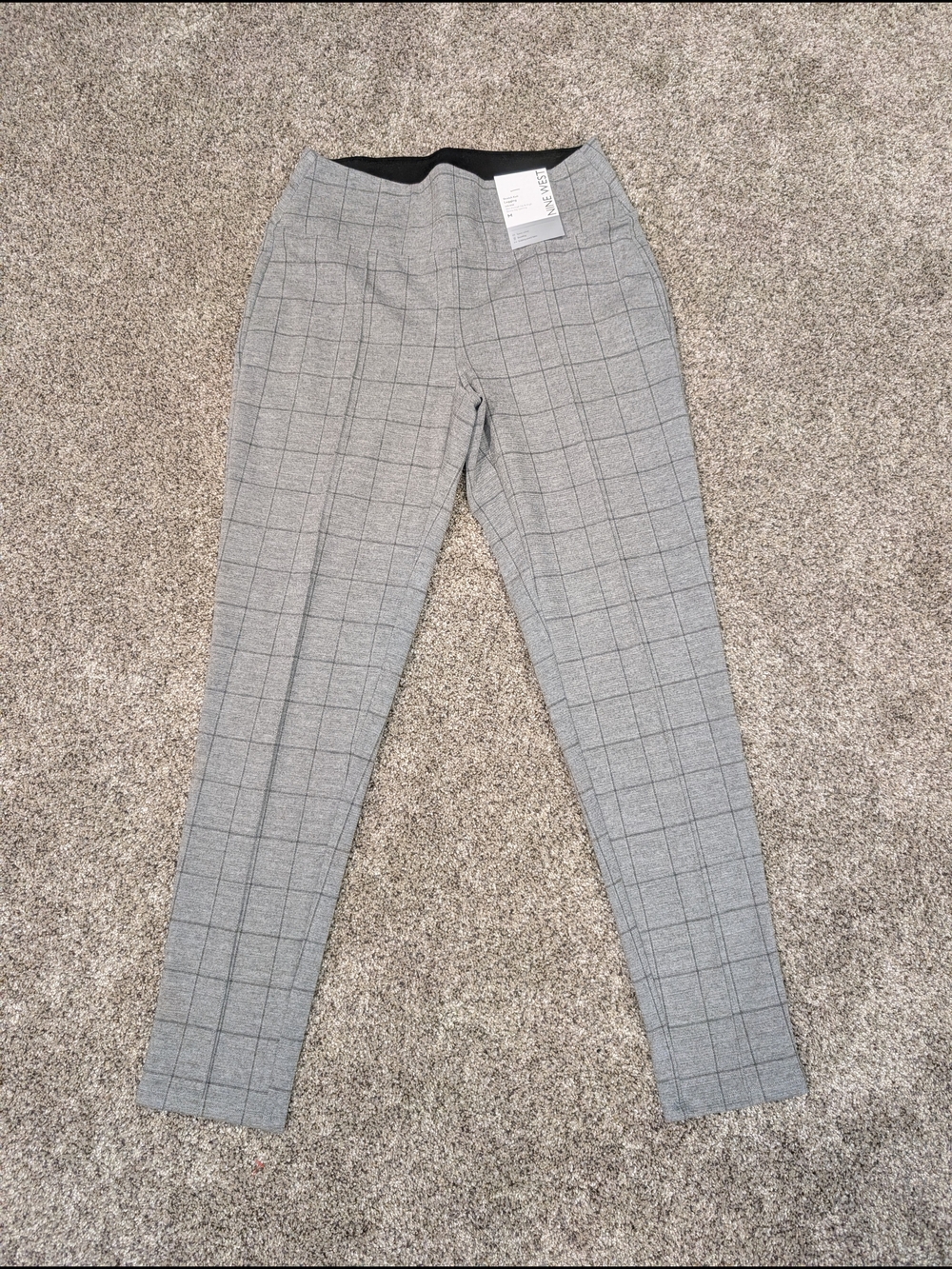 Nine West - Medium - Gray Plaid Skinny Dress Pants